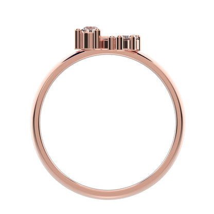 0.12 ct Round Cut Moissanite dainty Minimalist eye cluster floral Abstract light 14K / 18K Solid Rose Gold everyday ring
