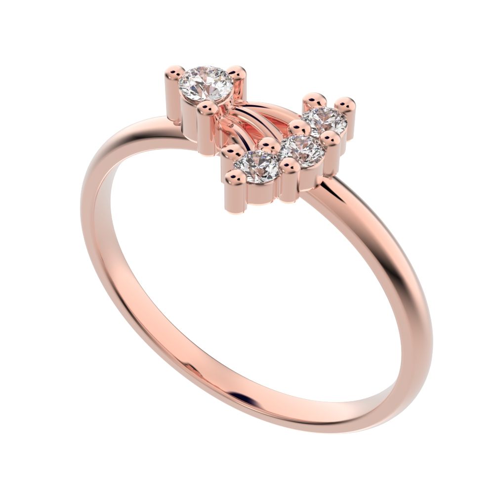 0.12 ct Round Cut Moissanite dainty Minimalist eye cluster floral Abstract light 14K / 18K Solid Rose Gold everyday ring