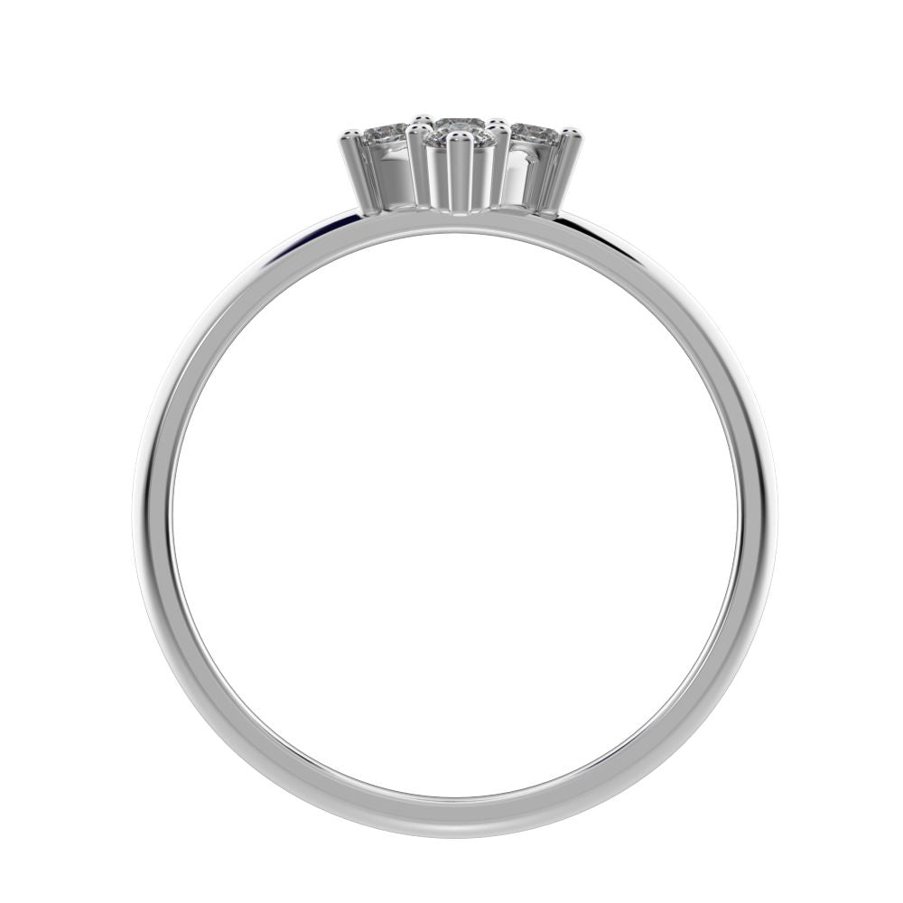 0.15 ct Round Cut Moissanite dainty Minimalist marquise cluster floral Abstract light halo 14K / 18K Solid White Gold everyday ring