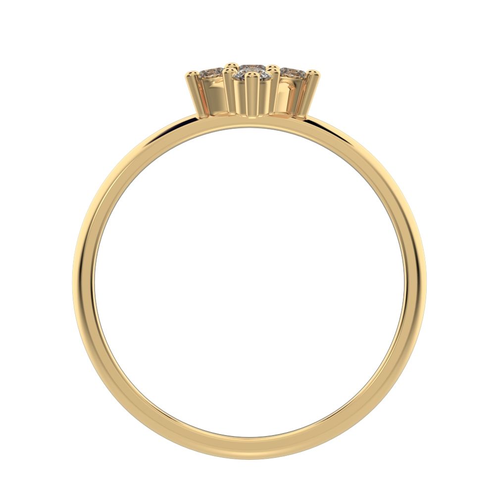 0.15 ct Round Cut Simulated Clear Diamond dainty Minimalist marquise cluster floral Abstract halo 14K / 18K Solid Yellow Gold everyday ring