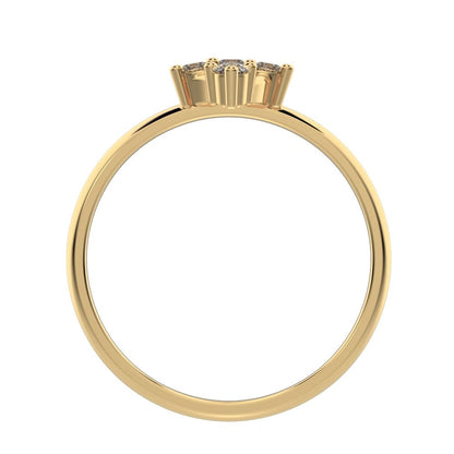 0.15 ct Round Cut Moissanite dainty Minimalist marquise cluster floral Abstract light halo 14K / 18K Solid Yellow Gold everyday ring