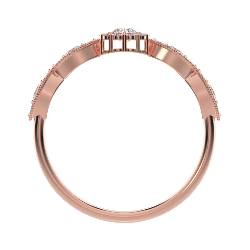 0.45 ct Round Cut Simulated Clear Diamond dainty Minimalist halo eye thing light 14K / 18K Solid Rose Gold everyday ring