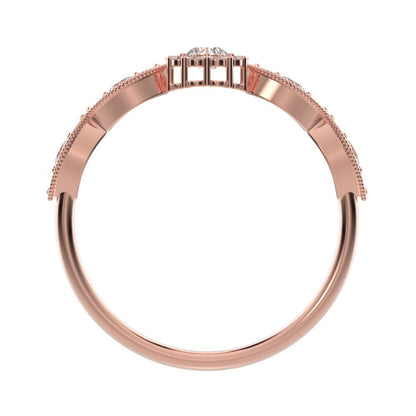 0.45 ct Round Cut Simulated Clear Diamond dainty Minimalist halo eye thing light 14K / 18K Solid Rose Gold everyday ring