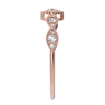 0.45 ct Round Cut Simulated Clear Diamond dainty Minimalist halo eye thing light 14K / 18K Solid Rose Gold everyday ring
