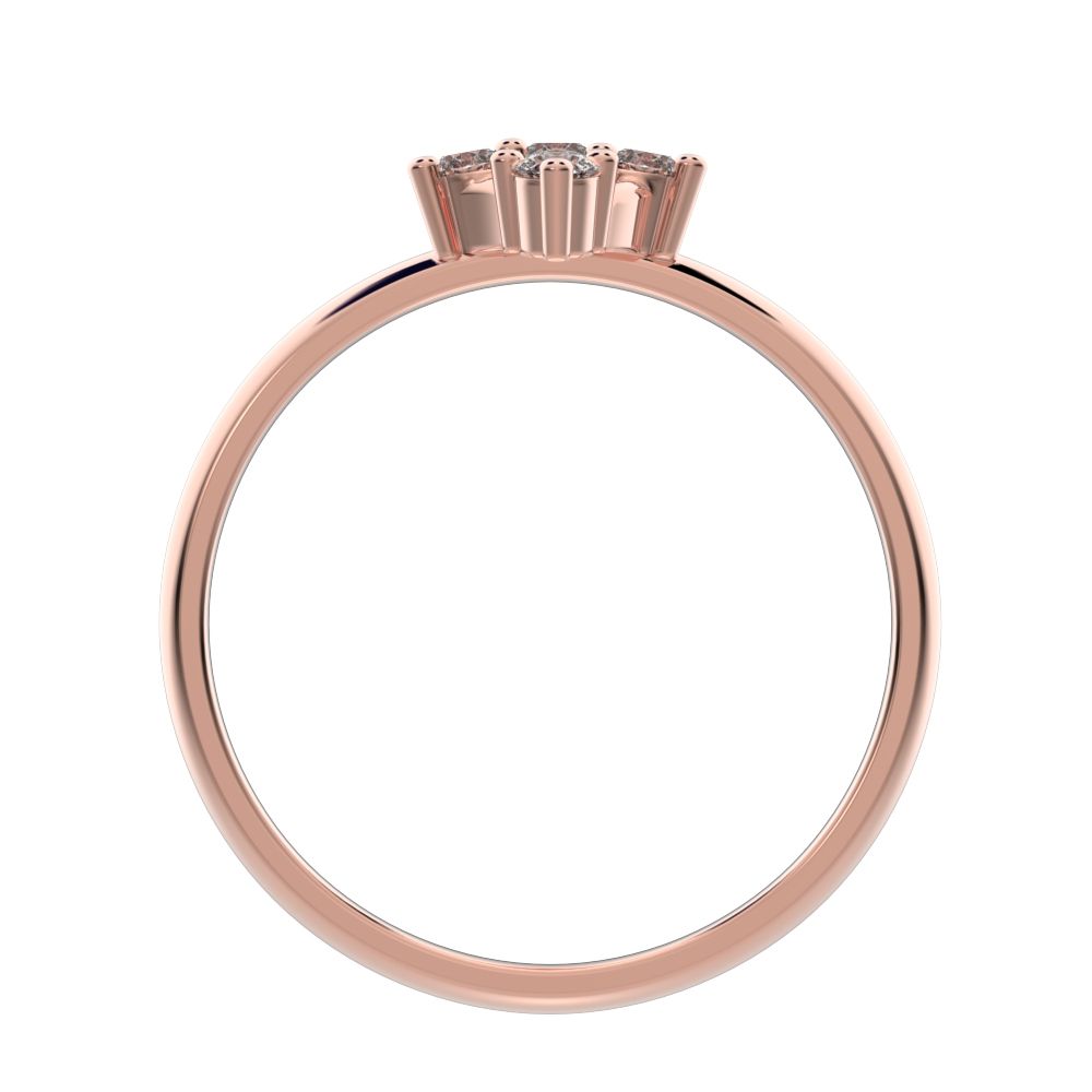 0.15 ct Round Cut Moissanite dainty Minimalist marquise cluster floral Abstract light halo 14K / 18K Solid Rose Gold everyday ring