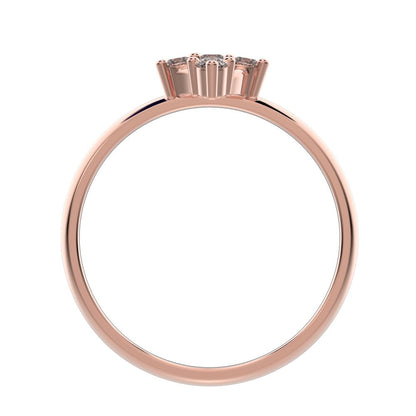 0.15 ct Round Cut Moissanite dainty Minimalist marquise cluster floral Abstract light halo 14K / 18K Solid Rose Gold everyday ring