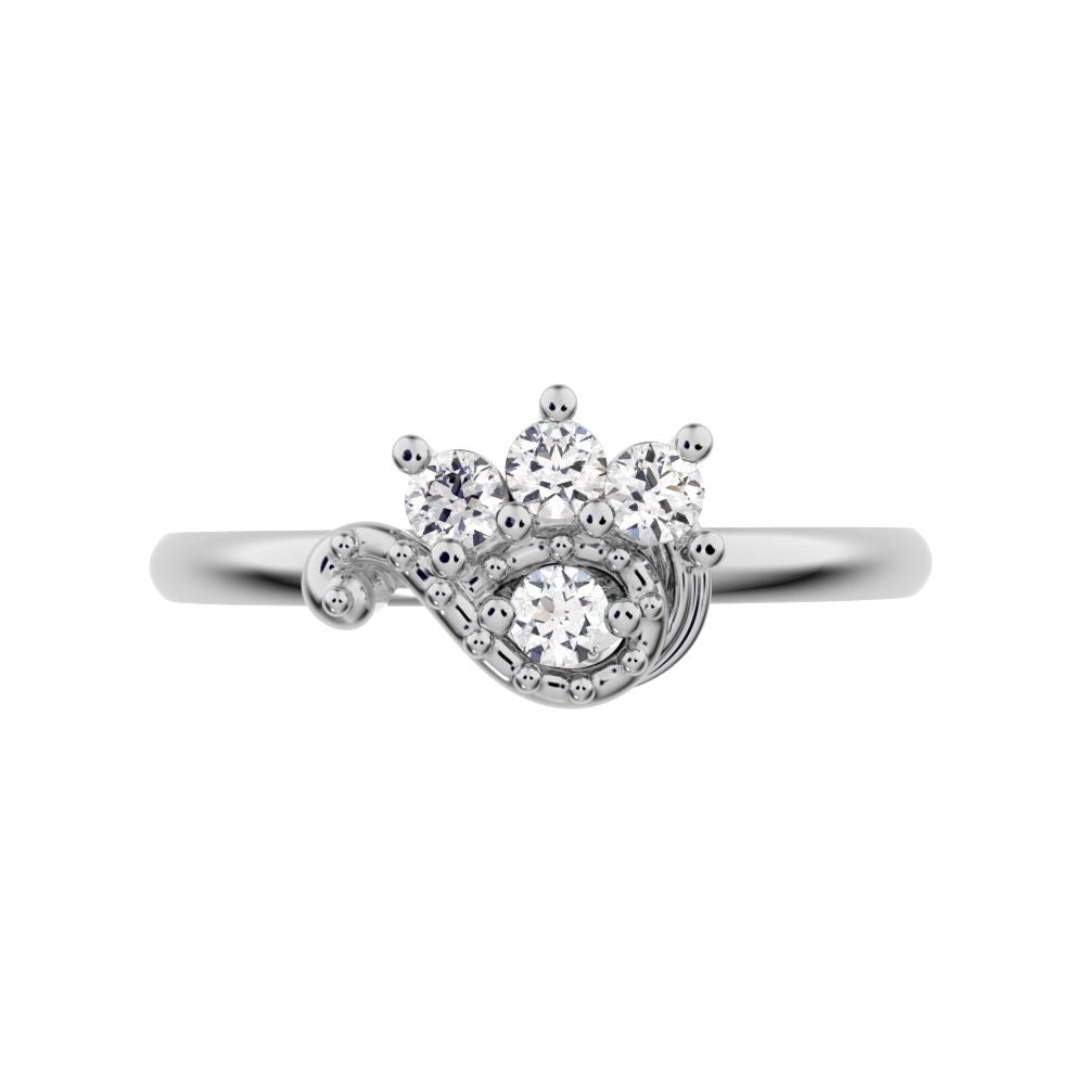0.12 ct Round Cut Simulated Clear Diamond dainty Minimalist eye cluster floral Abstract light 14K / 18K Solid White Gold everyday ring