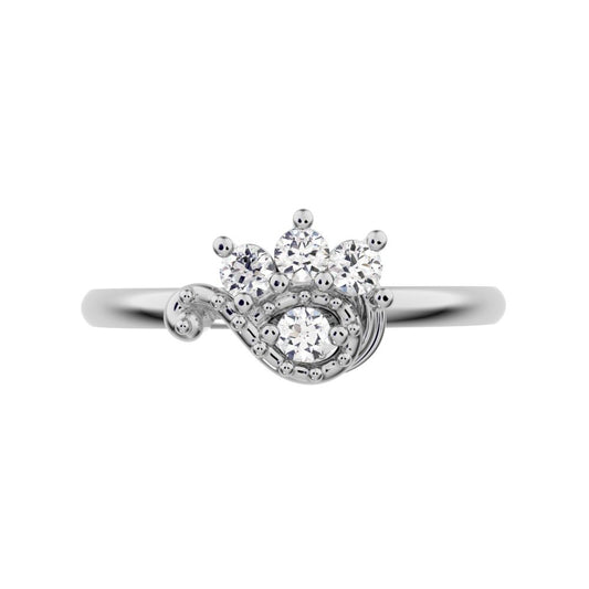 0.12 ct Round Cut Moissanite dainty Minimalist eye cluster floral Abstract light 14K / 18K Solid White Gold everyday ring