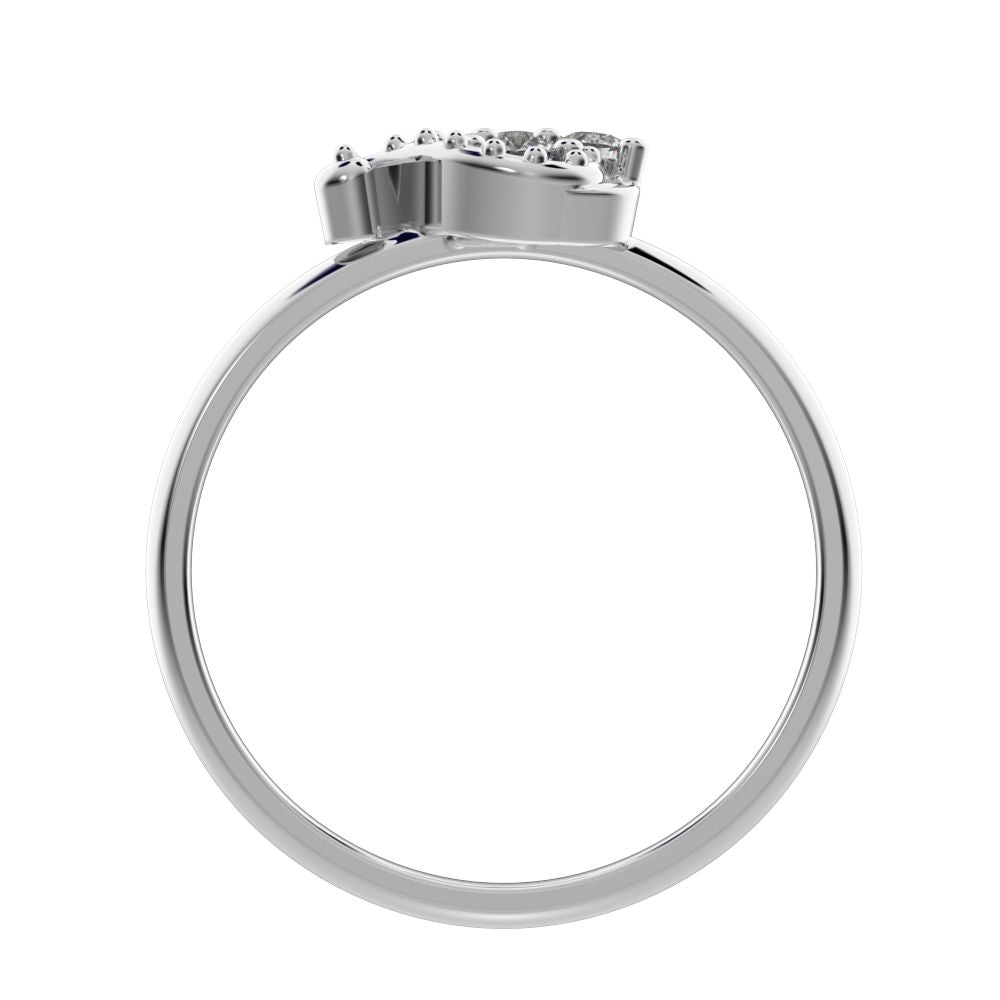 0.12 ct Round Cut Simulated Clear Diamond dainty Minimalist eye cluster floral Abstract light 14K / 18K Solid White Gold everyday ring