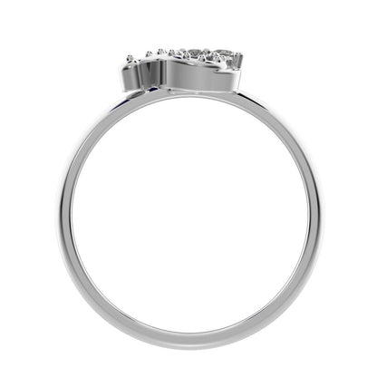 0.12 ct Round Cut Simulated Clear Diamond dainty Minimalist eye cluster floral Abstract light 14K / 18K Solid White Gold everyday ring