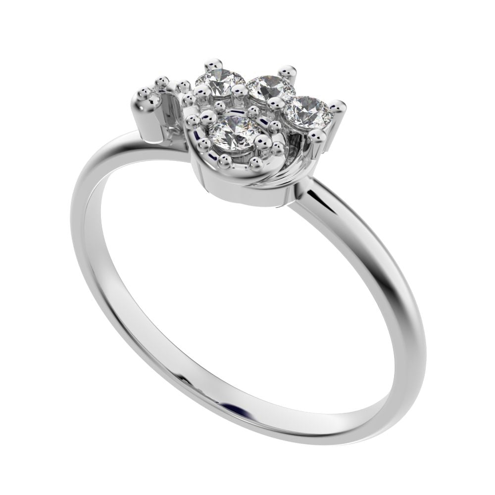 0.12 ct Round Cut Simulated Clear Diamond dainty Minimalist eye cluster floral Abstract light 14K / 18K Solid White Gold everyday ring