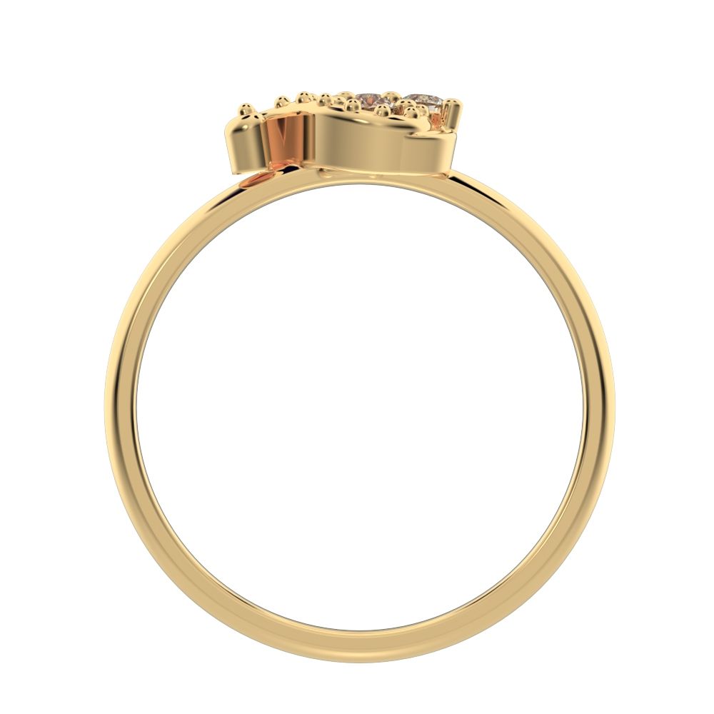 0.12 ct Round Cut Moissanite dainty Minimalist eye cluster floral Abstract light 14K / 18K Solid Yellow Gold everyday ring