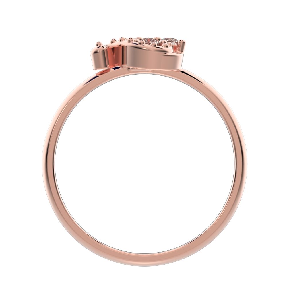 0.12 ct Round Cut Moissanite dainty Minimalist eye cluster floral Abstract light 14K / 18K Solid Rose Gold everyday ring