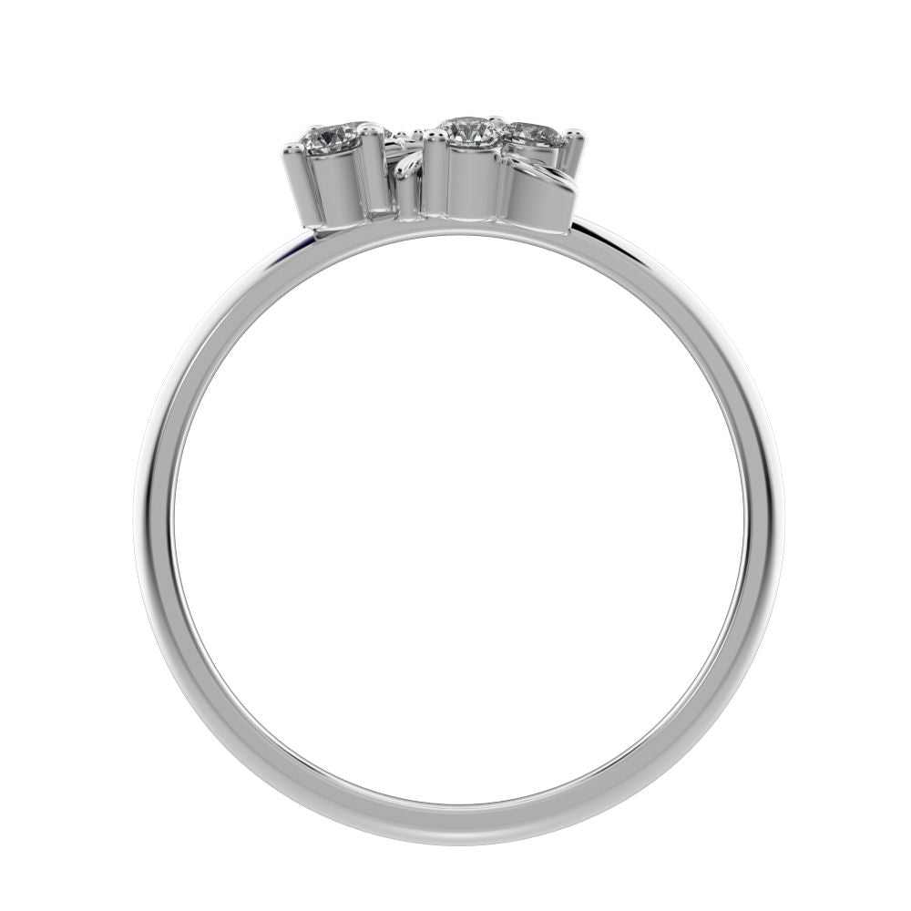 0.145 ct Round Cut Simulated Clear Diamond dainty Minimalist cluster floral Abstract light 14K / 18K Solid White Gold everyday ring