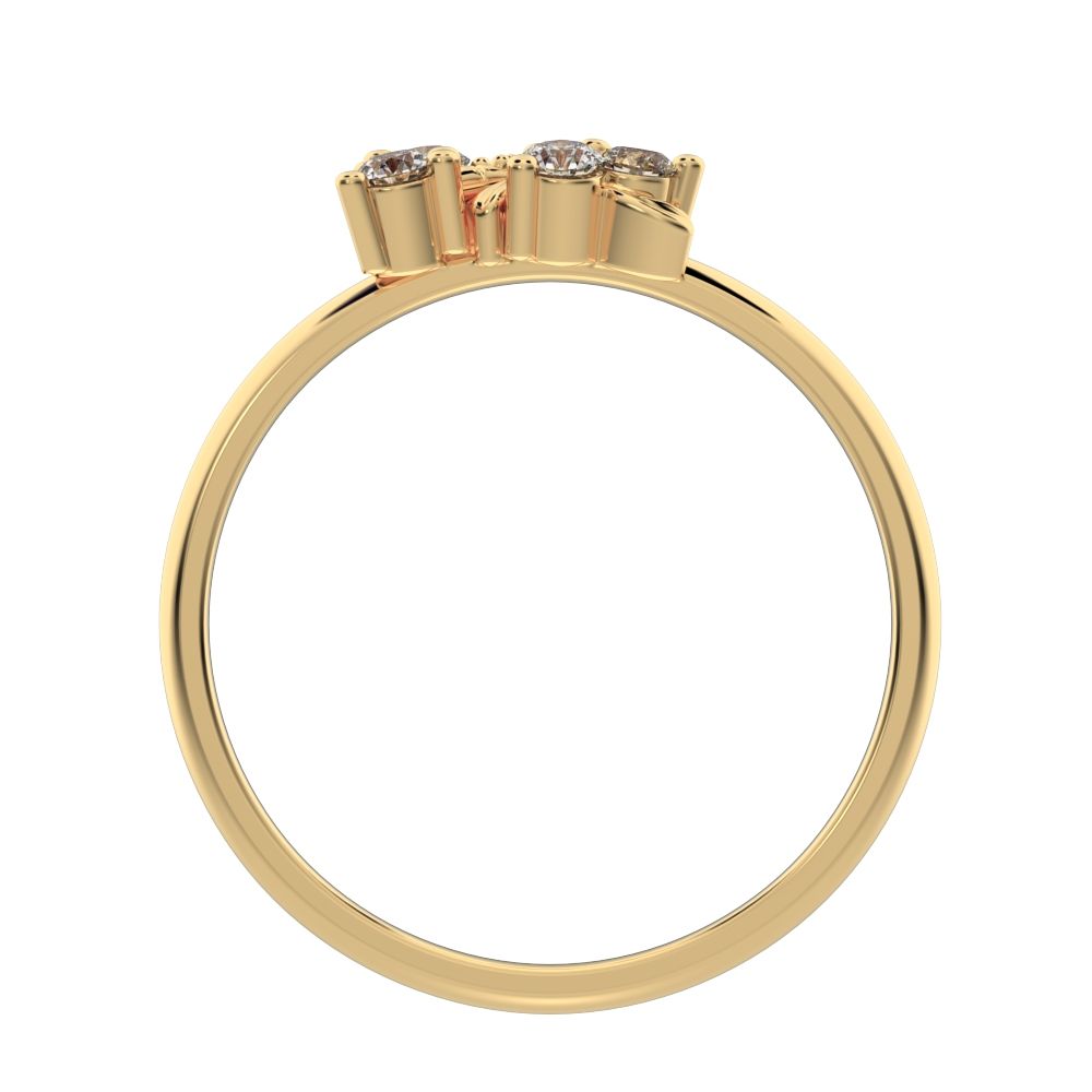 0.145 ct Round Cut Moissanite dainty Minimalist cluster floral Abstract light 14K / 18K Solid Yellow Gold everyday ring