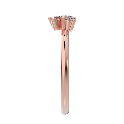 0.145 ct Round Cut Simulated Clear Diamond dainty Minimalist cluster floral Abstract light 14K / 18K Solid Rose Gold everyday ring