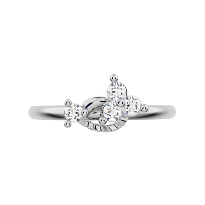 0.115 ct Round Cut Simulated Clear Diamond dainty Minimalist cluster floral Abstract light 14K / 18K Solid White Gold everyday ring