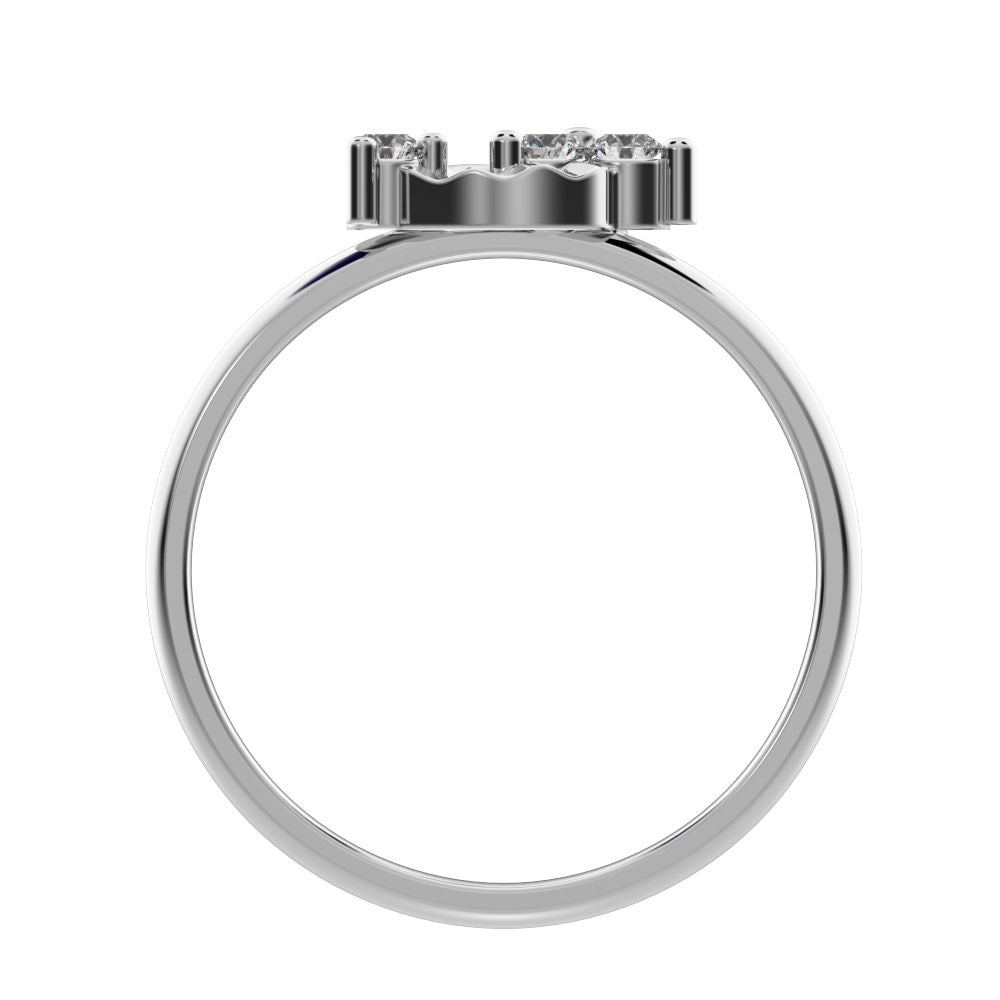 0.115 ct Round Cut Simulated Clear Diamond dainty Minimalist cluster floral Abstract light 14K / 18K Solid White Gold everyday ring