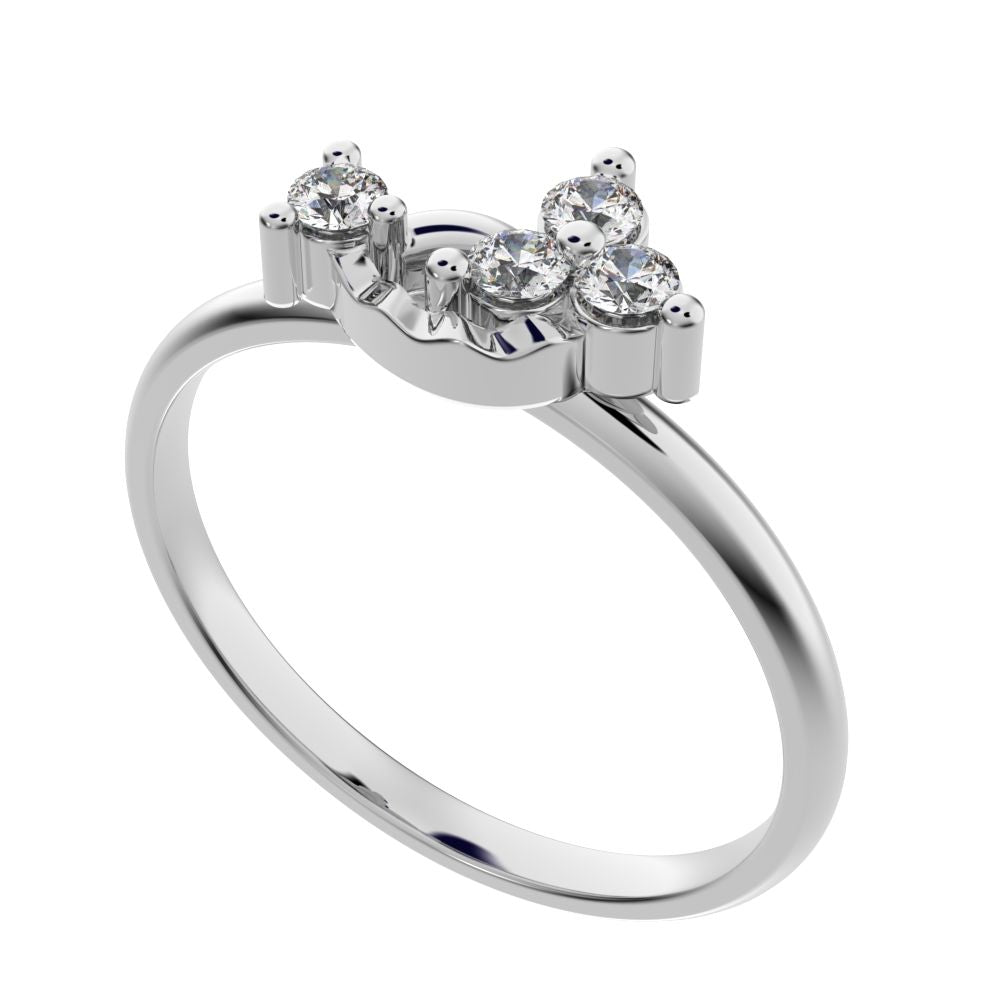 0.115 ct Round Cut Simulated Clear Diamond dainty Minimalist cluster floral Abstract light 14K / 18K Solid White Gold everyday ring