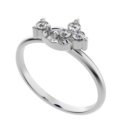 0.115 ct Round Cut Simulated Clear Diamond dainty Minimalist cluster floral Abstract light 14K / 18K Solid White Gold everyday ring
