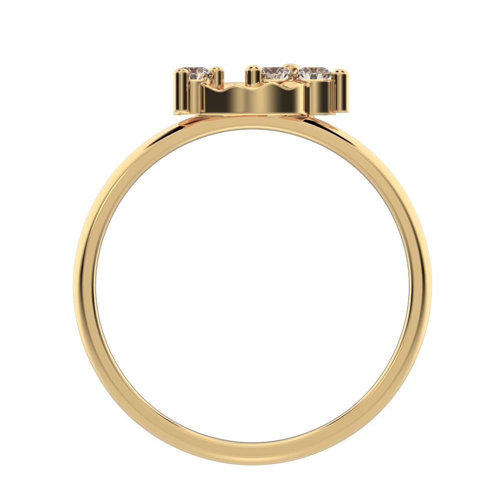 0.115 ct Round Cut Simulated Clear Diamond dainty Minimalist cluster floral Abstract light 14K / 18K Solid Yellow Gold everyday ring