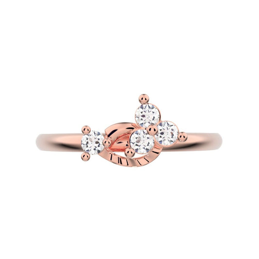 0.115 ct Round Cut Moissanite dainty Minimalist cluster floral Abstract light 14K / 18K Solid Rose Gold everyday ring