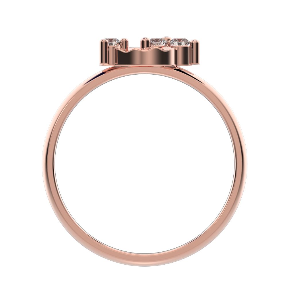 0.115 ct Round Cut Moissanite dainty Minimalist cluster floral Abstract light 14K / 18K Solid Rose Gold everyday ring