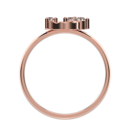 0.115 ct Round Cut Moissanite dainty Minimalist cluster floral Abstract light 14K / 18K Solid Rose Gold everyday ring