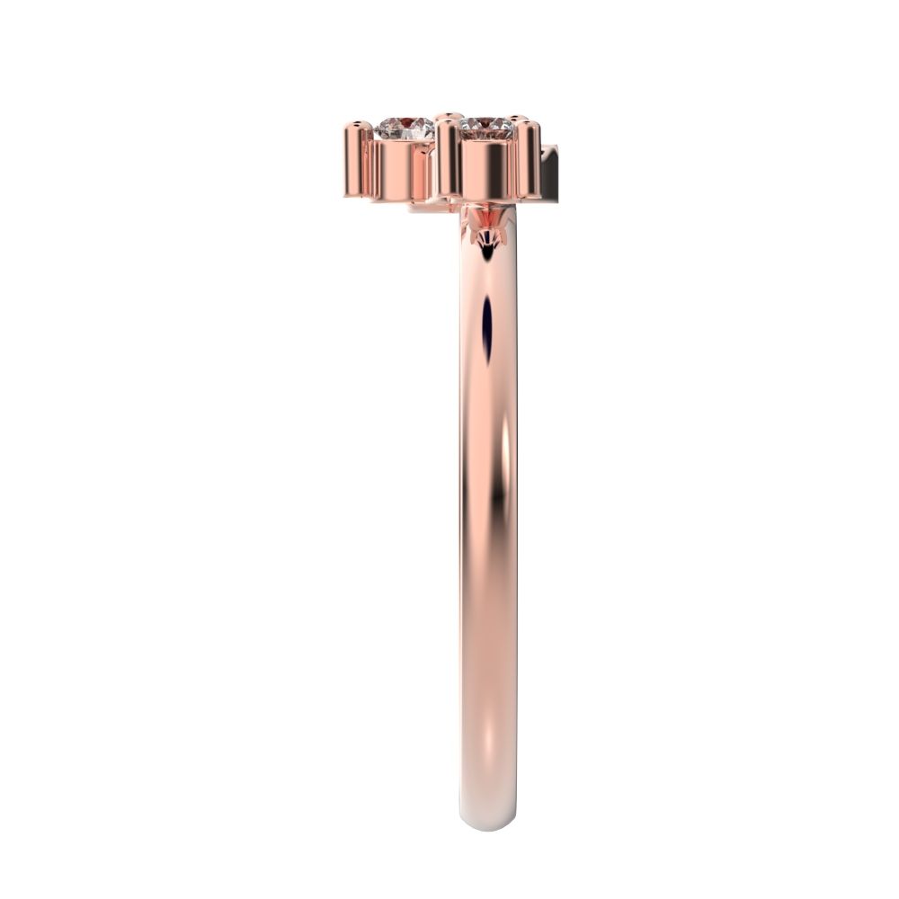 0.115 ct Round Cut Moissanite dainty Minimalist cluster floral Abstract light 14K / 18K Solid Rose Gold everyday ring