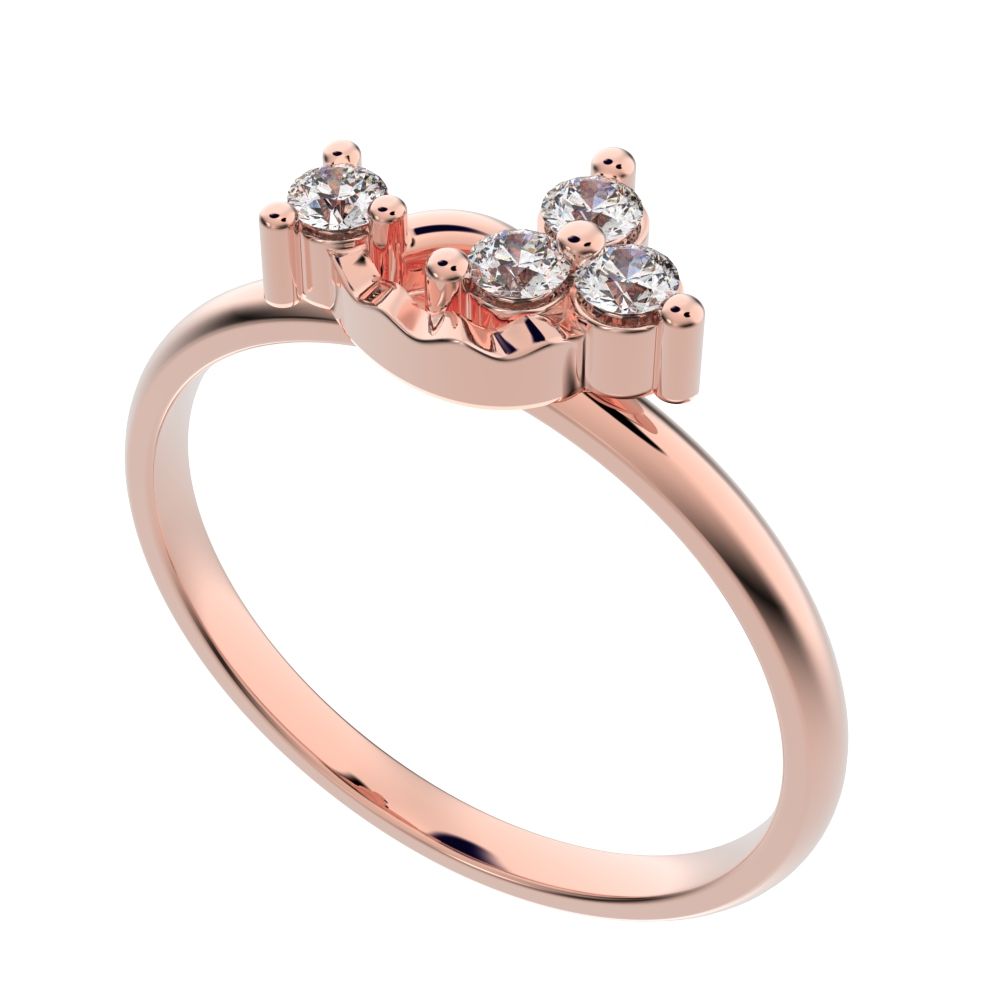 0.115 ct Round Cut Moissanite dainty Minimalist cluster floral Abstract light 14K / 18K Solid Rose Gold everyday ring
