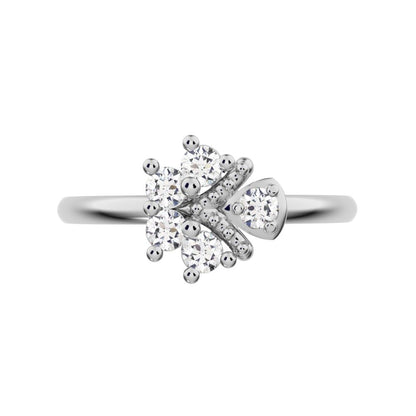 0.15 ct Round Cut Moissanite dainty Minimalist cluster floral Abstract light eye 14K / 18K Solid White Gold everyday ring