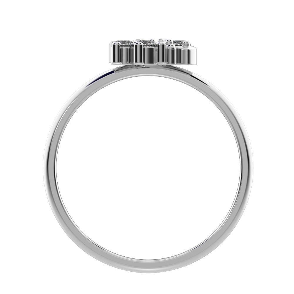 0.15 ct Round Cut Moissanite dainty Minimalist cluster floral Abstract light eye 14K / 18K Solid White Gold everyday ring