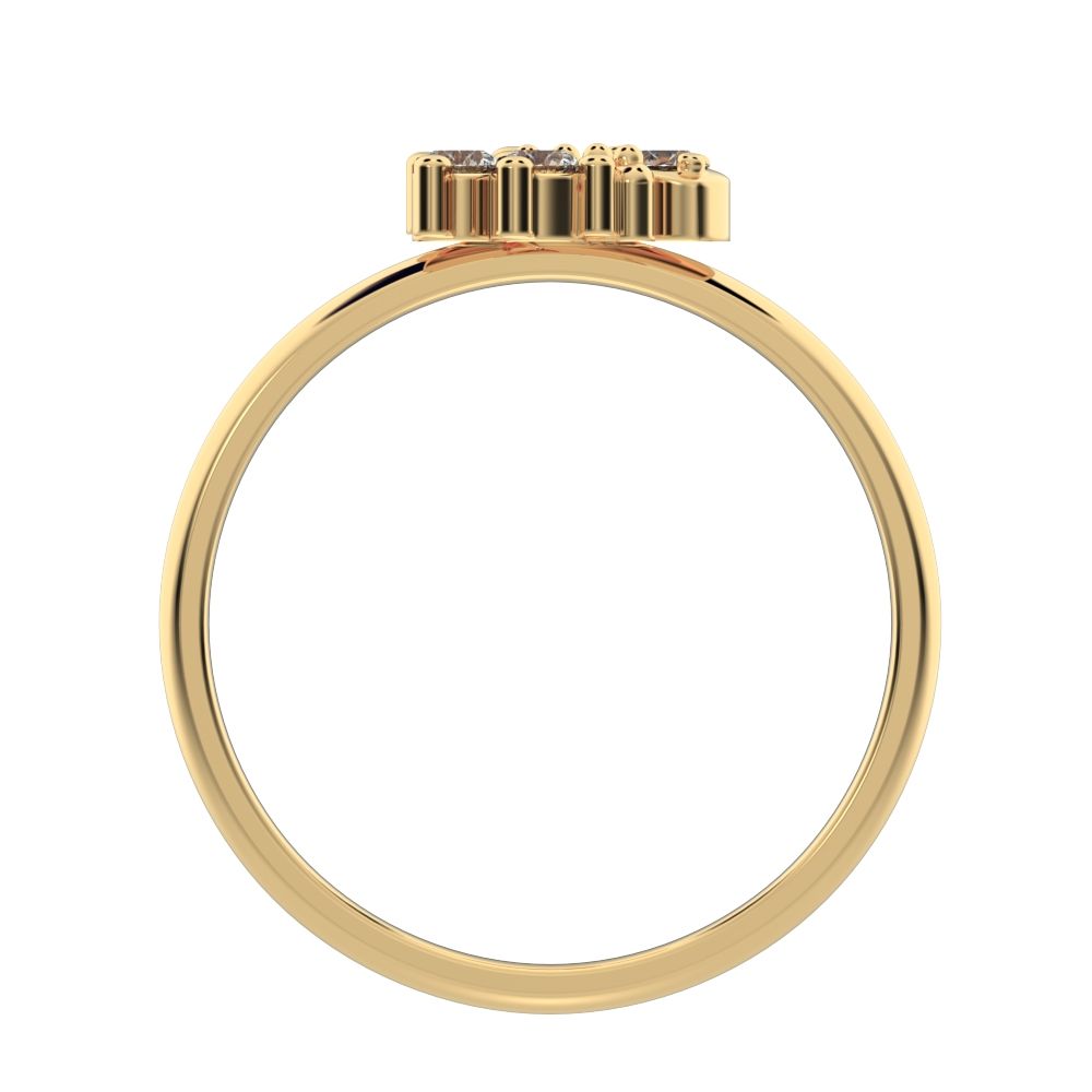 0.15 ct Round Cut Simulated Clear Diamond dainty Minimalist cluster floral Abstract light eye 14K / 18K Solid Yellow Gold everyday ring