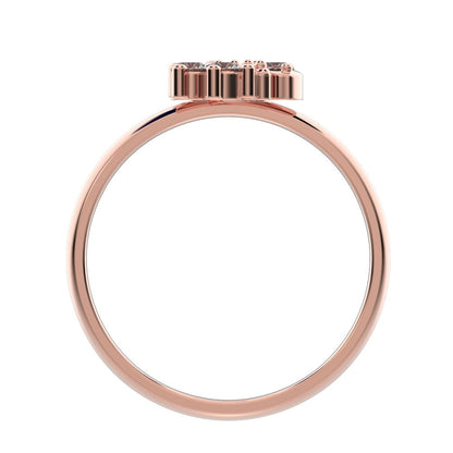 0.15 ct Round Cut Moissanite dainty Minimalist cluster floral Abstract light eye 14K / 18K Solid Rose Gold everyday ring