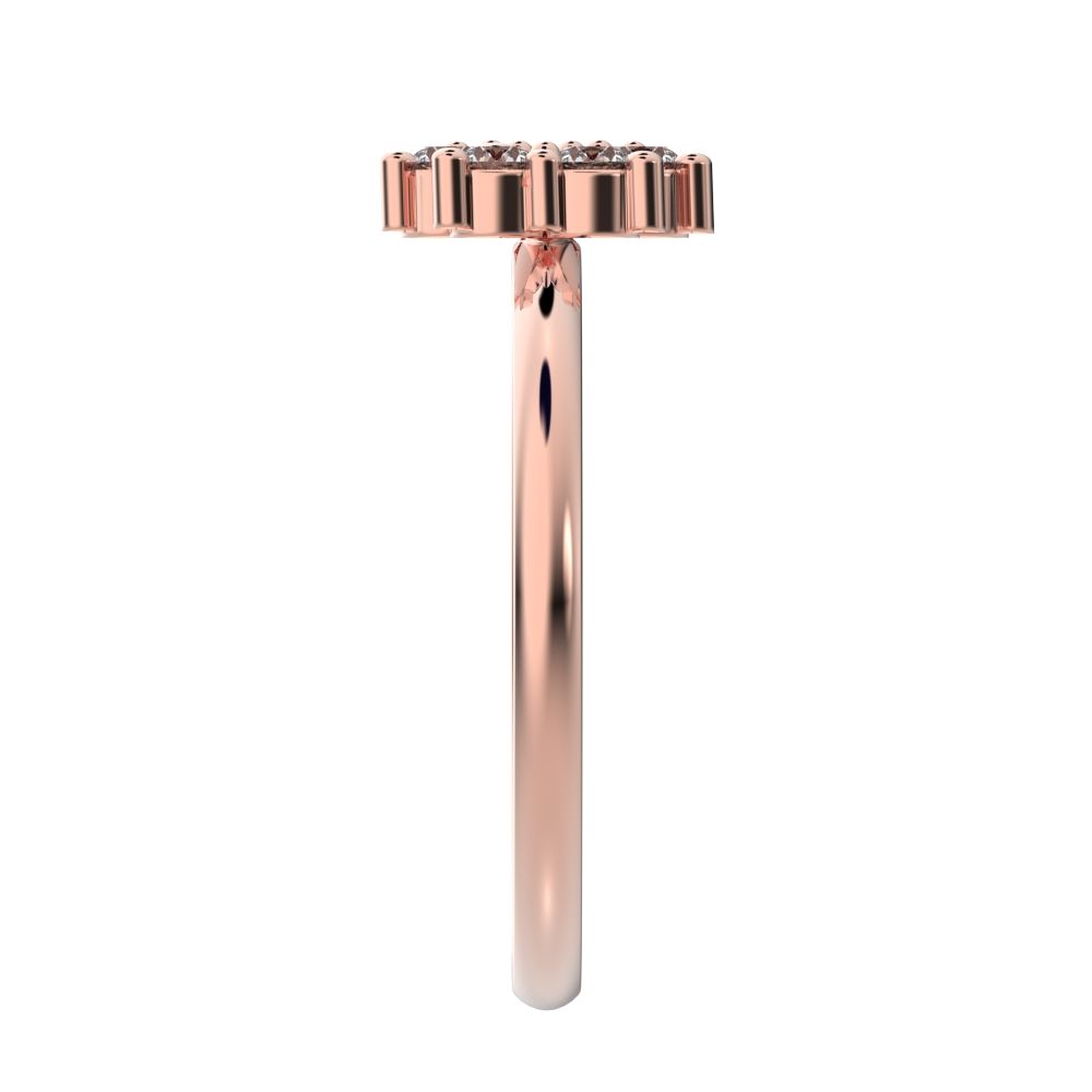 0.15 ct Round Cut Simulated Clear Diamond dainty Minimalist cluster floral Abstract light eye 14K / 18K Solid Rose Gold everyday ring