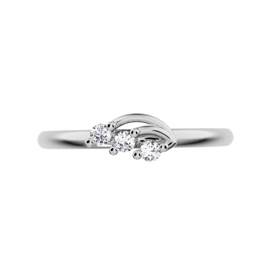 0.045Ct Round Cut Simulated Clear Diamond Minimalist cluster floral Abstract light eye 14K / 18K Solid White Gold everyday wedding band