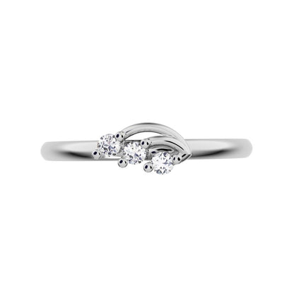 0.045 ct Round Cut Moissanite dainty Minimalist cluster floral Abstract light eye 14K / 18K Solid White Gold everyday wedding band