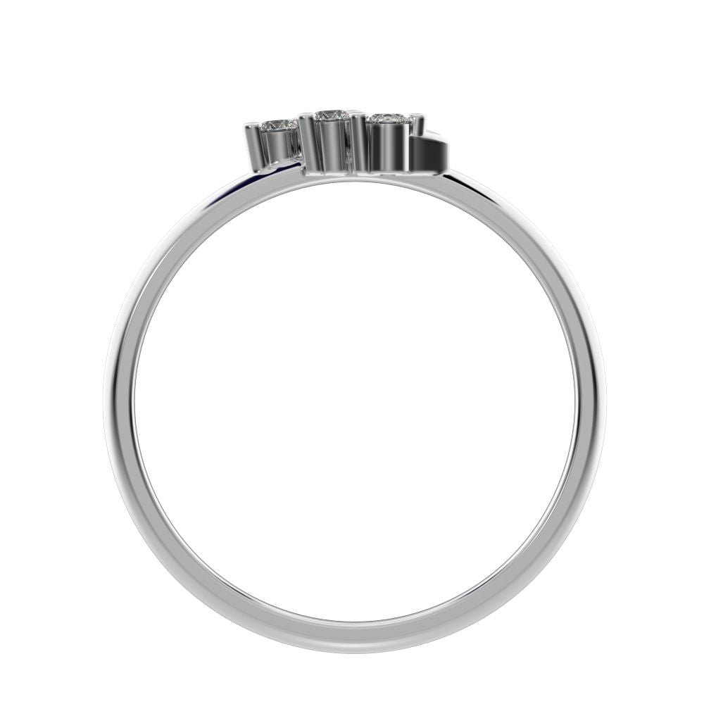 0.045Ct Round Cut Simulated Clear Diamond Minimalist cluster floral Abstract light eye 14K / 18K Solid White Gold everyday wedding band
