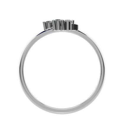 0.045 ct Round Cut Moissanite dainty Minimalist cluster floral Abstract light eye 14K / 18K Solid White Gold everyday wedding band