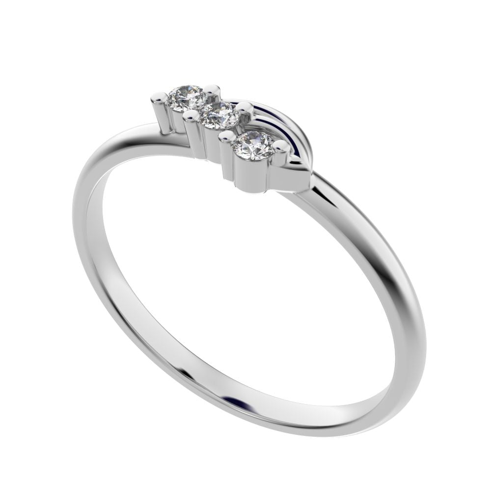0.045 ct Round Cut Moissanite dainty Minimalist cluster floral Abstract light eye 14K / 18K Solid White Gold everyday wedding band