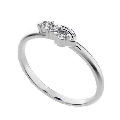 0.045 ct Round Cut Moissanite dainty Minimalist cluster floral Abstract light eye 14K / 18K Solid White Gold everyday wedding band
