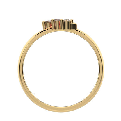 0.045Ct Round Cut Simulated Clear Diamond Minimalist cluster floral Abstract light eye 14K / 18K Solid Yellow Gold everyday wedding band