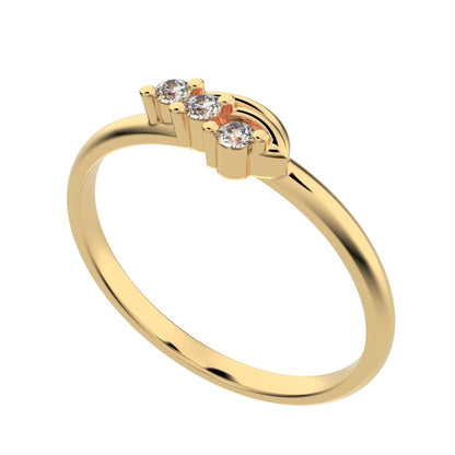 0.045 ct Round Cut Moissanite dainty Minimalist cluster floral Abstract light eye 14K / 18K Solid Yellow Gold everyday wedding band