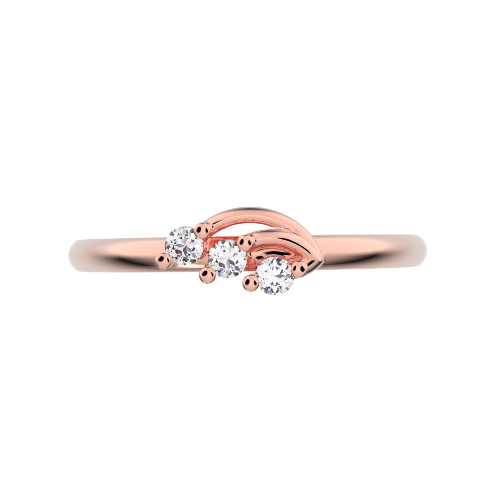 0.045Ct Round Cut Simulated Clear Diamond Minimalist cluster floral Abstract light eye 14K / 18K Solid Rose Gold everyday wedding band