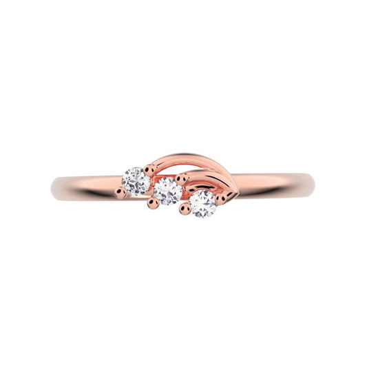 0.045 ct Round Cut Moissanite dainty Minimalist cluster floral Abstract light eye 14K / 18K Solid Rose Gold everyday wedding band