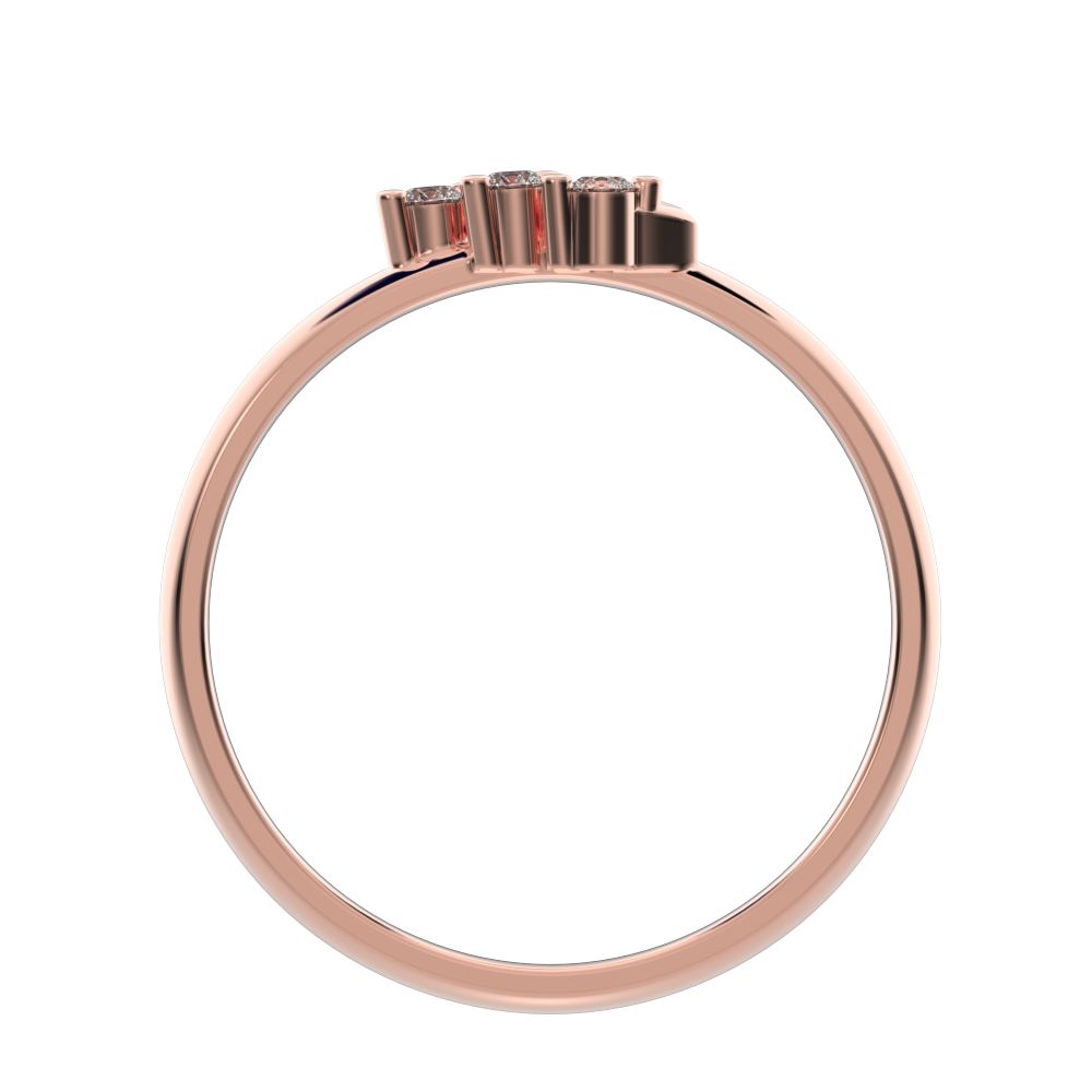 0.045Ct Round Cut Simulated Clear Diamond Minimalist cluster floral Abstract light eye 14K / 18K Solid Rose Gold everyday wedding band