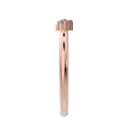 0.045Ct Round Cut Simulated Clear Diamond Minimalist cluster floral Abstract light eye 14K / 18K Solid Rose Gold everyday wedding band