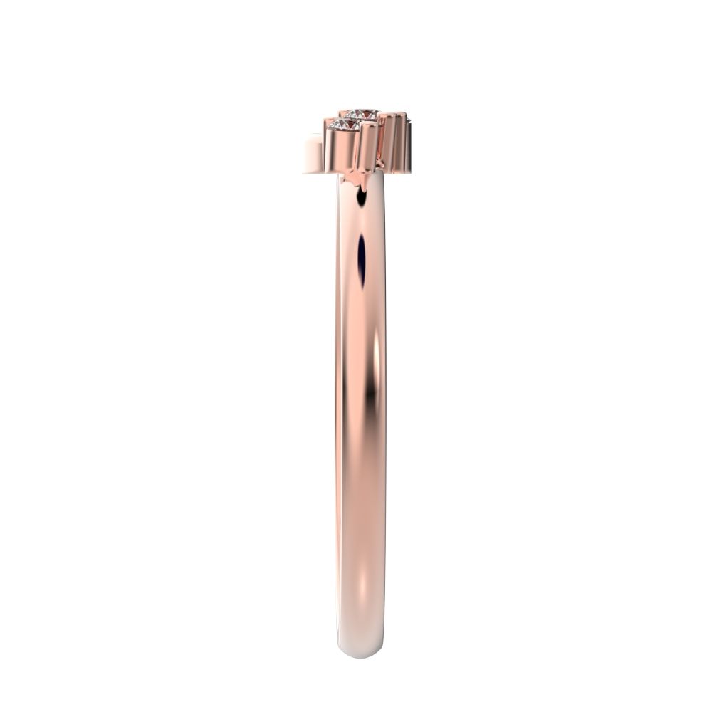 0.045 ct Round Cut Moissanite dainty Minimalist cluster floral Abstract light eye 14K / 18K Solid Rose Gold everyday wedding band