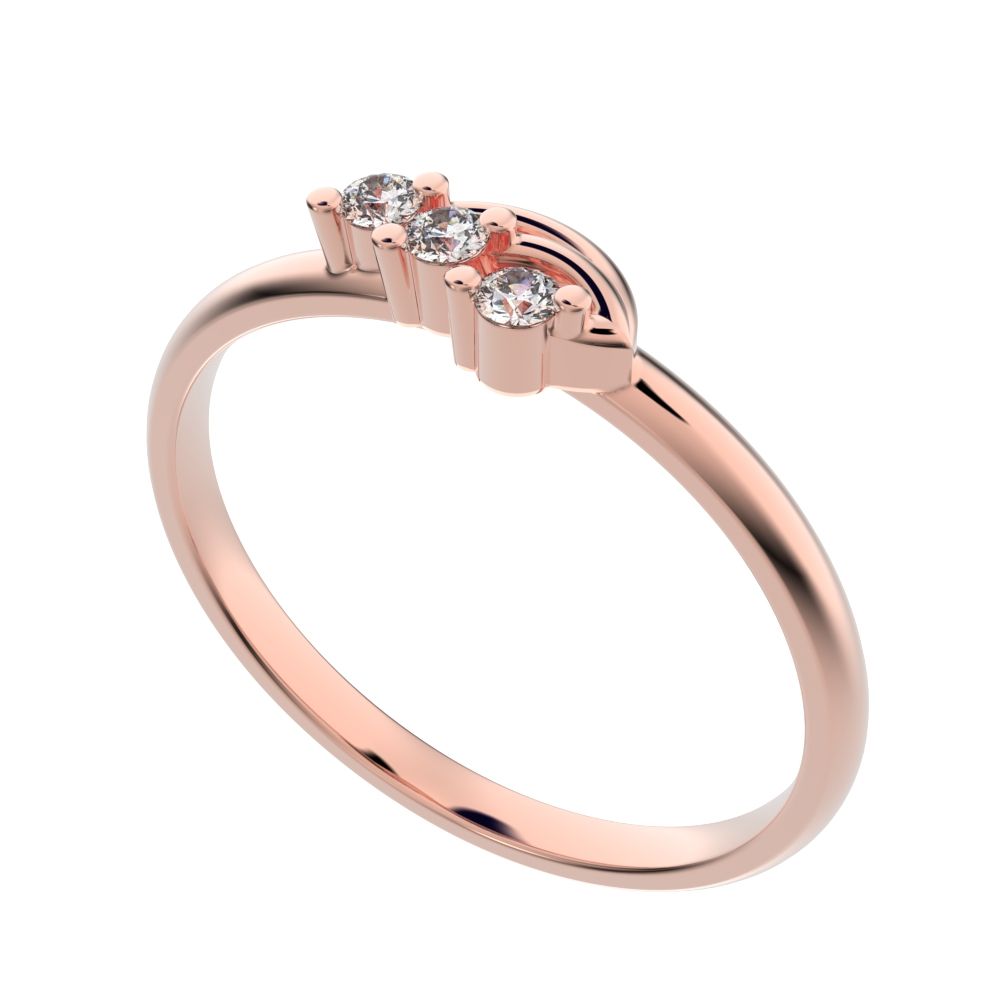 0.045 ct Round Cut Moissanite dainty Minimalist cluster floral Abstract light eye 14K / 18K Solid Rose Gold everyday wedding band