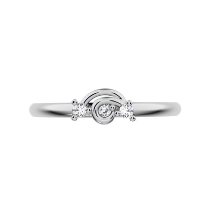 0.045Ct Round Cut Simulated Clear Diamond Minimalist cluster floral Abstract light eye 14K / 18K Solid White Gold everyday wedding band